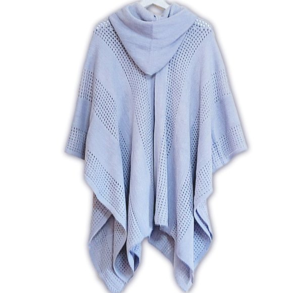 NWT Cozy Ultra Soft Knit Hooded Wrap Poncho - Picture 2 of 5